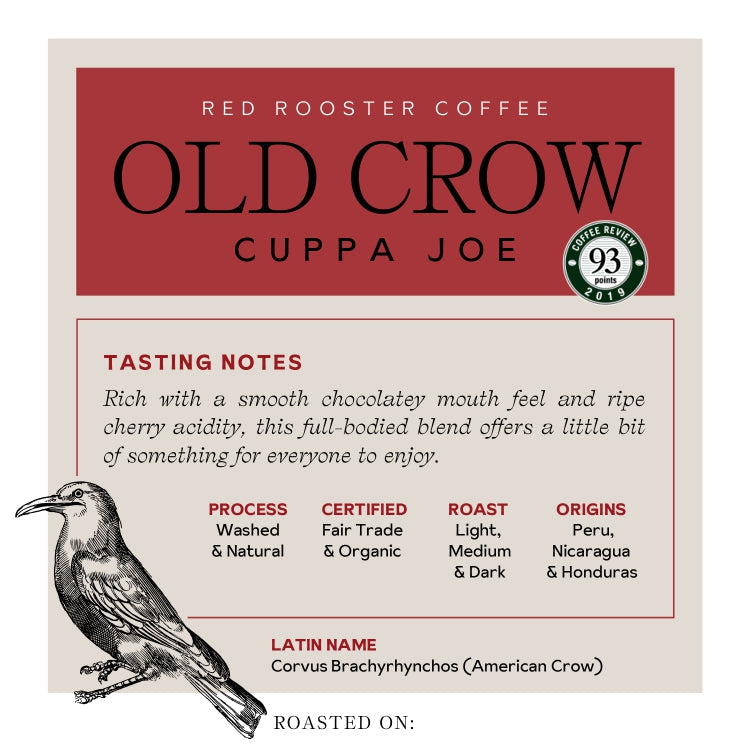 Organic Old Crow Cuppa Joe - Coffee Selection for Smooth Everyday Cups