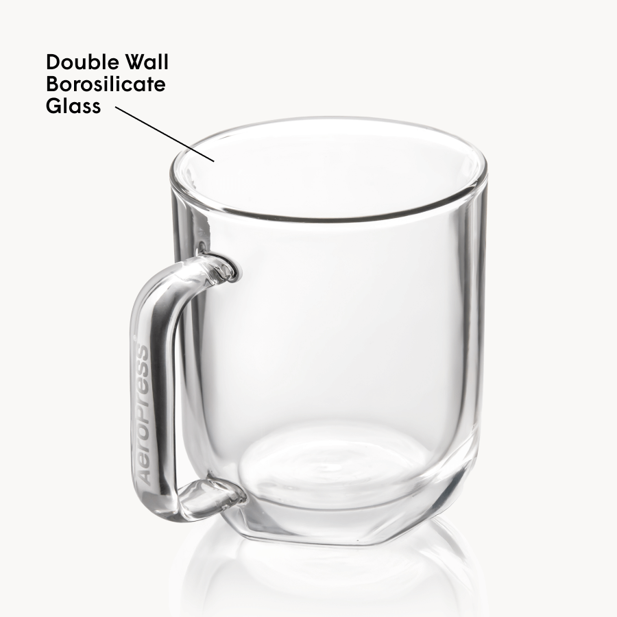 AeroPress Double Wall Glass Coffee Mug - 2 Pack - Coffee Cup Accessory for Brewing and Travel