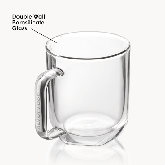 AeroPress Double Wall Glass Coffee Mug - 2 Pack - Coffee Cup Accessory for Brewing and Travel