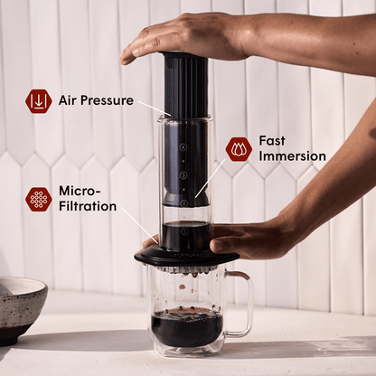 AeroPress Double Wall Glass Coffee Mug - 2 Pack - Coffee Cup Accessory for Brewing and Travel