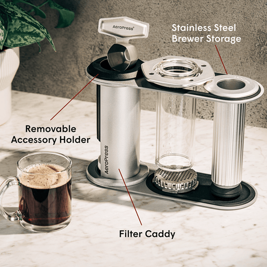 AeroPress Organizer Stand - Stainless Steel - Coffee Accessory Organizer for Home Use