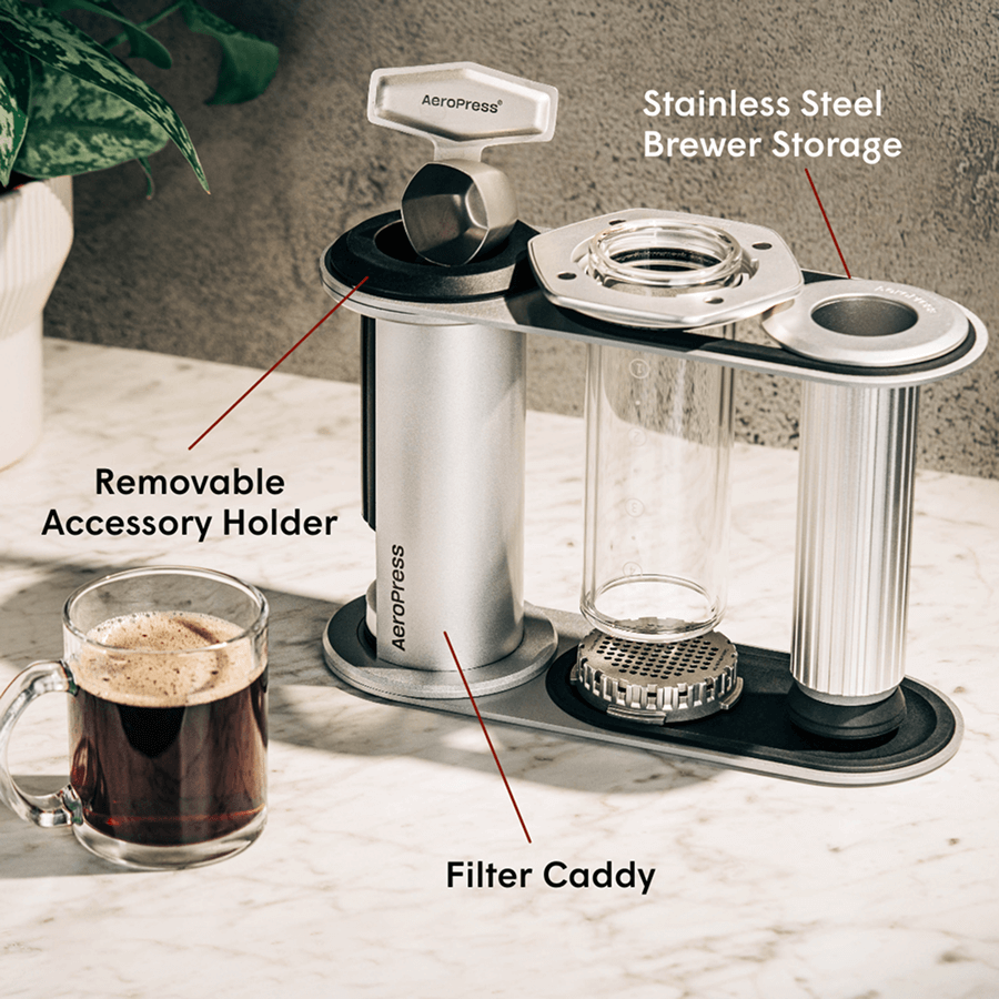 AeroPress Organizer Stand - Stainless Steel - Coffee Accessory Organizer for Home Use