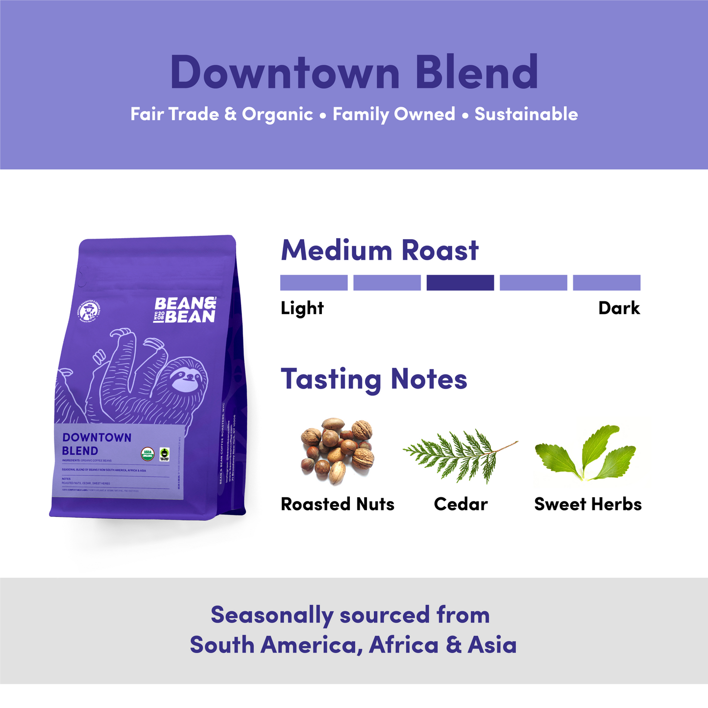 Downtown Blend Organic & Fair Trade - Coffee Selection for Smooth Everyday Cups